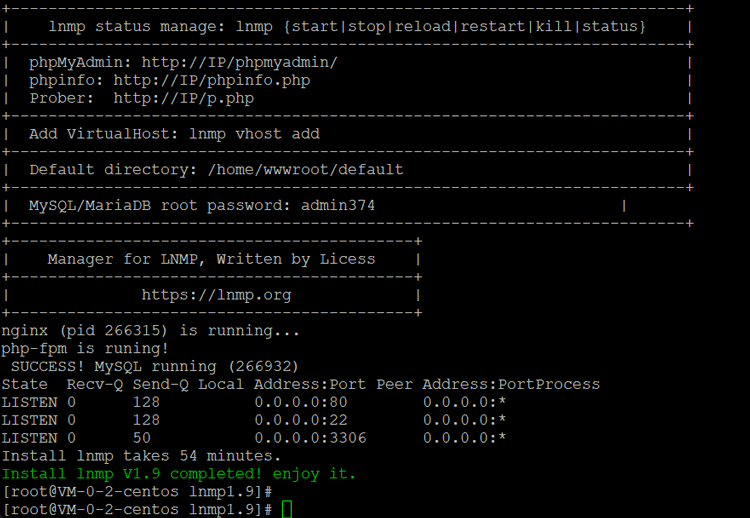 lnmp安装完成提示