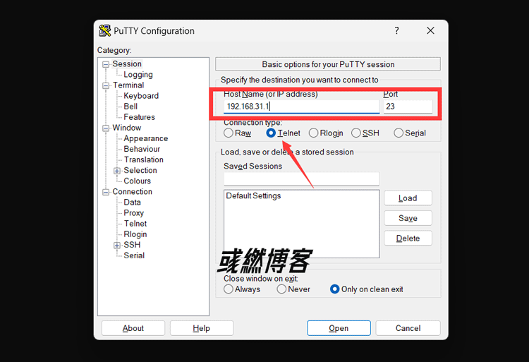 使用终端工具链接Telnet